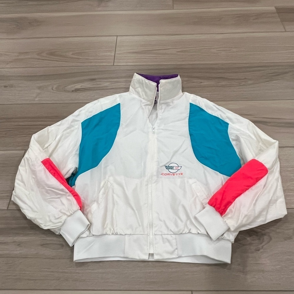 Vintage Corvette Windbreaker Full Zip, XL, Swingster, Color block, USA